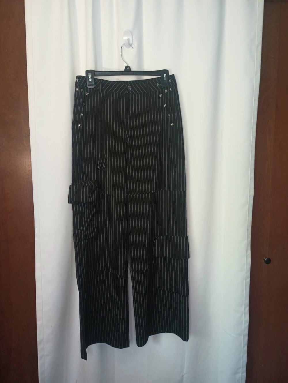 Social Collision Pinstripe Pyramid Stud Cargo Pants J 3 Baggy Alternative Goth
